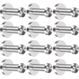 Tebery Pack of 12 Coat Hooks Stainless Steel Towel Hooks Wall Mounted Coat Hooks Brushed Nickel 52 mm