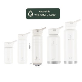 IDEUS Vacuum Insulated Water Bottle, 24 oz (710 ml) Stainless Steel Double Wall Bottle Metal Sports Canteen with Leak-Proof Screw Cap (Cream)