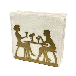 Decorelax Metal Napkin Holder for Home Kitchen Restaurant Picnic - Women Theme Tabletop Paper Organizer Upright Tissue Dispenser (Gold)