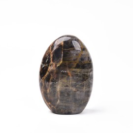 AMOYSTONE Black Moonstone Healing Crystal Stone Tower Polished Home Table Decor, Irregular 1.7~2 LBS