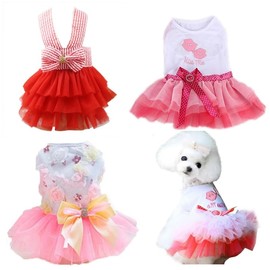 Clopon Dog Dresses Puppy Clothes for Small Dog Outfits Kitten Apparel Small Dog Cothes Female Yorkie Tutu Dress Pink L