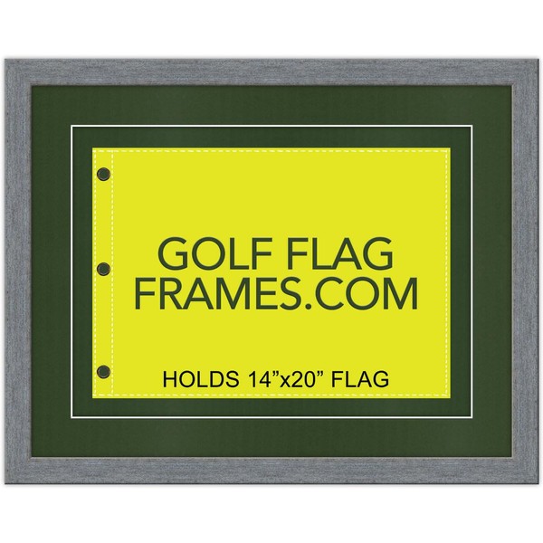 21x27 Barnwood Golf Flag Frame, Moulding brn-009, Green Mats (float