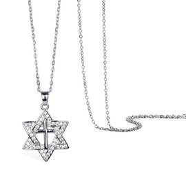 Lagava Star of David Necklace: Cross Pendant Small | Cross Jewish Star Necklace, 14K Gold Tiny Jewelry Gift for Women