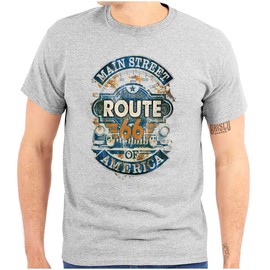 Main Street USA Route 66 Driving Road Graphic T Shirt Men or Women Sport Grey