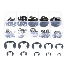 120 Pcs E-Shape Snap Ring Kit Circlip Axle Ring 10 Types Black Carbon Steel Manganese Steel E Ring Snap Steel E Ring for Securing Parts Durable with Storage Box (1.5/2/3/4/5/6/7/8/9/10mm)