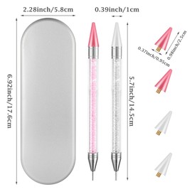 Dotting Tools for Stones Wax Pen, Nail Point Pen, Rhinestone Picker, Diamond Painting, Embellishment Pens, Rhinestone Picker Tool Set, Dotting Tool, Nail for DIY Nail Design, Pack of 2