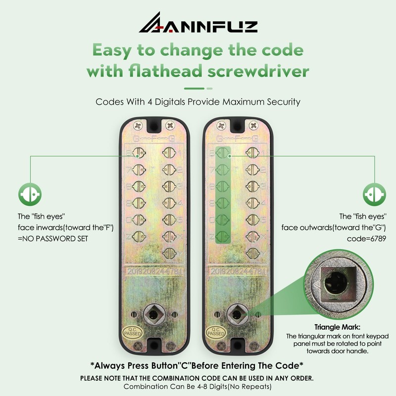 ANNFUZ Single Sided Mechanical Keypad Entry Lever Lock,Keyless Push Button