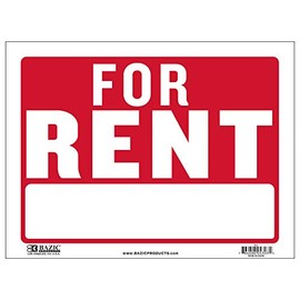BAZIC 9" X 12" for Rent Sign, for Lease Rental House Home Apartment Car Auto Store Shops Business Waterproof Indoor Outdoor Store Wall Door Signage, 1-Pack