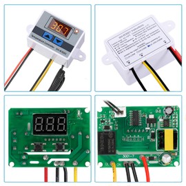Greluma 1 x AC 110V-220V Digital LED Temperature Controller Module, W3001 Thermostat Switch with Waterproof Probe, -50°C to 110°C Programmable Heating Cooling Thermostat