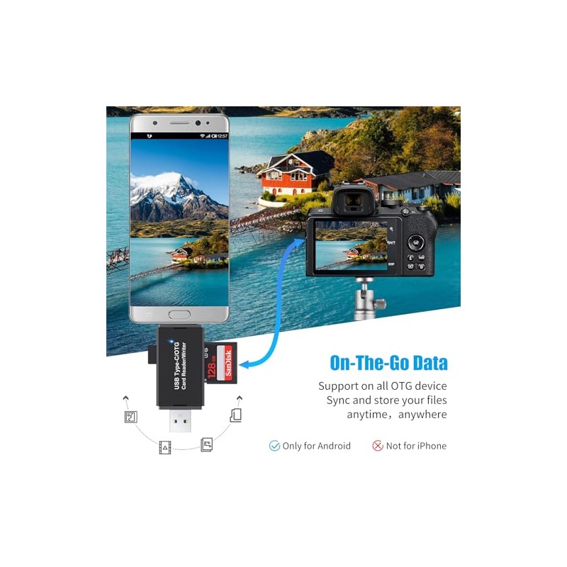 Lector de tarjetas SD USB 3.0 y USB C, adaptador