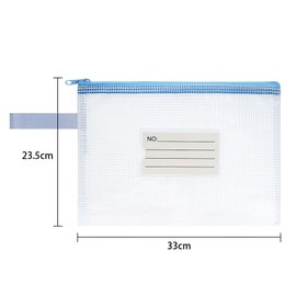 OFFCUP Document Bag A4, Pack of 10 Waterproof Zip Pocket with Label, Mesh Plastic File Bag with Zip, Document Folder for School, Home, Office, Travel, Cosmetics, 5 Colours