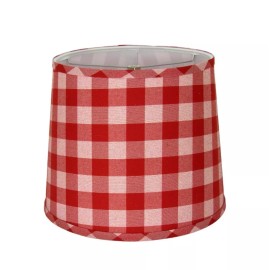 Albert Estate LTD, Red Check Drum Lamp Shade , 14" Washer Fitter
