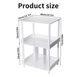 Antilope 18x14 White Acrylic Record Player Stand with Vinyl Storage, 3 Tiers Turntable Stand Holder Up to 200 Albums, Large Record Player Table Cabinet Organizer for Living Room Bedroom Corner