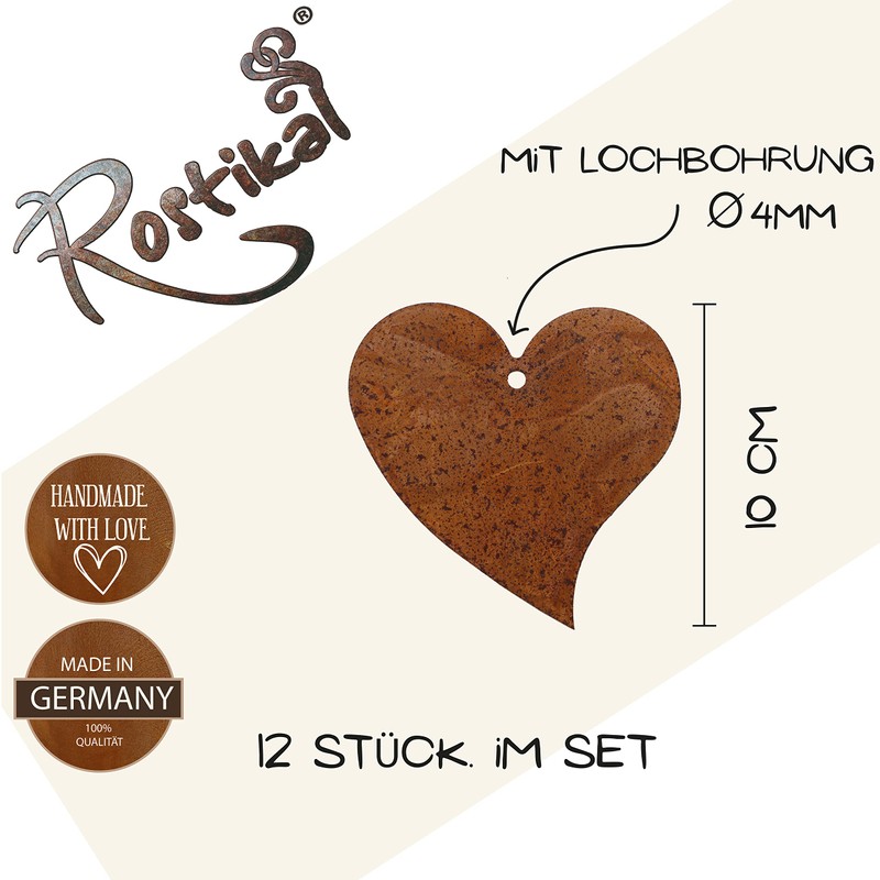 Rostikal Rust Decorative Hearts Set 10 cm Patina Garden Decoration