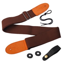 ESJNNK Guitar Strap, Adjustable, Cotton, Easy Installation, Electric Guitar/Acoustic Guitar/Bass Strap, Durable, Includes 1 Neck Band, 2 Locking Pins, Braun