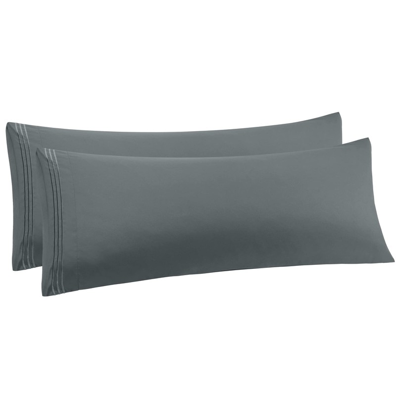 PiccoCasa Bolster Pillow Cases 2 Pack Embroidery Brushed Microfiber Body