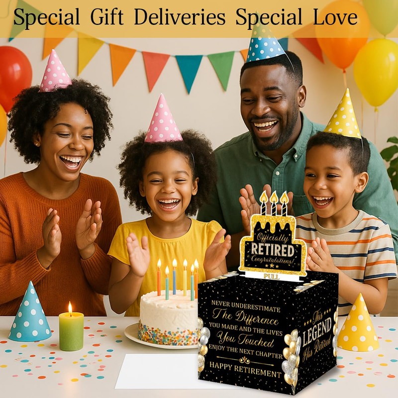 ChillHui Retirement Black and Golden Money Gift Box, Retired Birthday