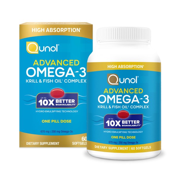 Qunol Advanced Omega 3 Krill and Fish Oil Complex, 10x