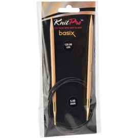 KnitPro 120 cm x 5 mm Basix Fixed Circular Needles, Birch