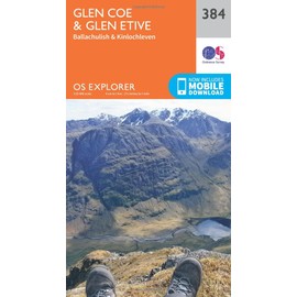 Glen Coe & Glen Etive Map | Ballaculish & Kinlochleven | Ordnance Survey | OS Explorer Map 384 | Scotland | Walks | Hiking | Maps | Adventure