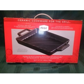 Parini Glazed Black Ceramic Grill Pan Cookware Rectangle 11.5" x 8.5" New  WP253