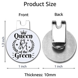 Hafhue Queen of The Green Golf Ball Marker with Magnetic Hat Clip, Funny Golf Accessories and Golf Gifts for Women Her Mom Wife Daughter, Birthday for Golfer Golf Lovers