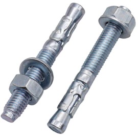 SKIR'CO (4 pcs) Zinc Plated Wedge Anchors M10 x 80 mm, Metal Dowels, Anchor Bolt, Masonry Anchors, Concrete Anchor