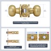 Moquin Flat Ball Passage Brushed Gold Door Knob No Lock,