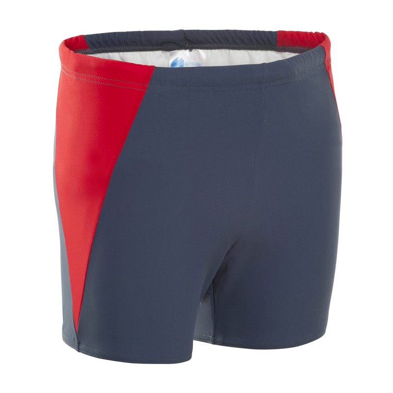 Kes-Vir Incontinence Boy's Swim Shorties in Slate/Red, 7-8 years