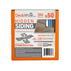DeckWise Hidden Siding Fasteners for Hardwoods Includes All Stainless Steel; Fasteners, Starter Clips, #8x2 Screws and T15 Drive Bit (50 Pack)