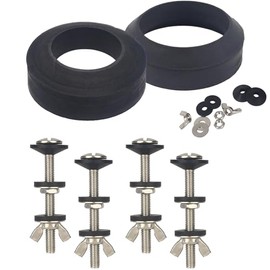 Universal Toilet Tank to Bowl Gasket & Tank to Bowl Bolts, 2 Kind Gasket and 4 Pieces 5/16 * 3.15 Inch Toilet Tank Bolts, Fit Most 2-Inch and 3-Inch Flush Valve Opening