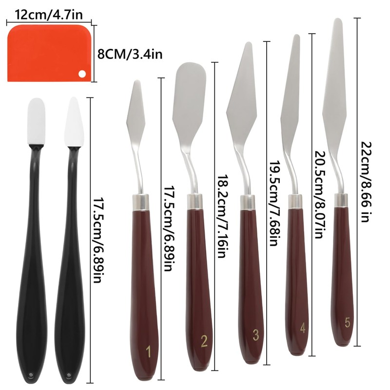 Oil Painting Spatula and Sketch Wiper Set, Steel Palette Spatula