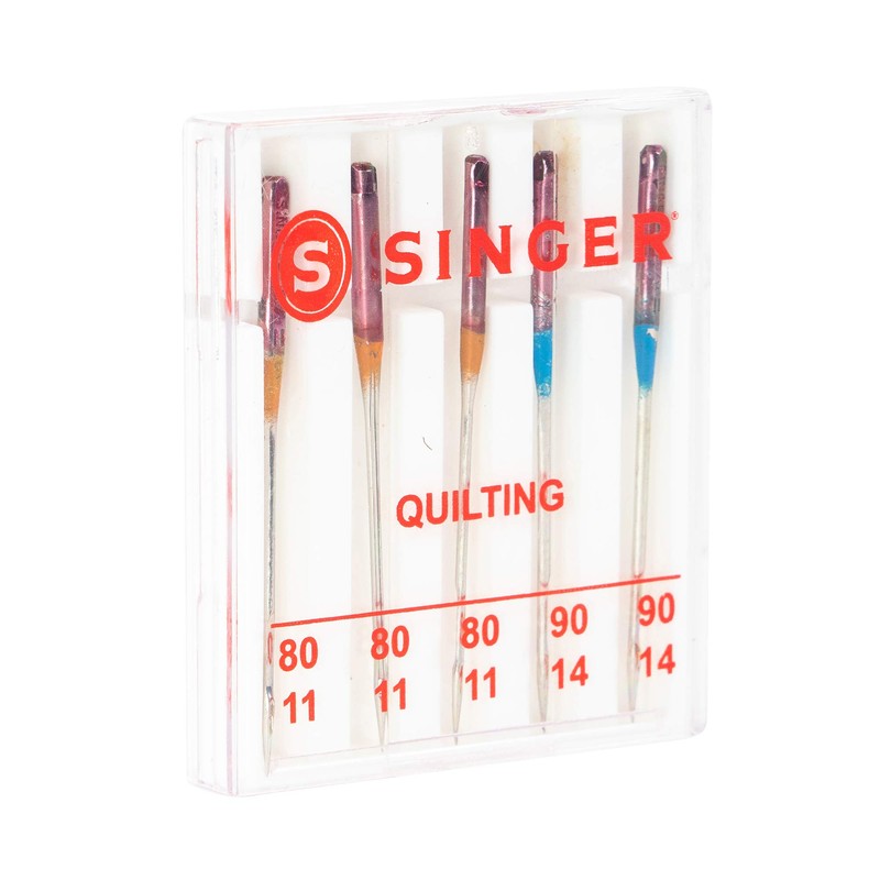 SINGER 44729 Quilting Machine Needles, Sizes 80/11 & 90/14, Multicolor