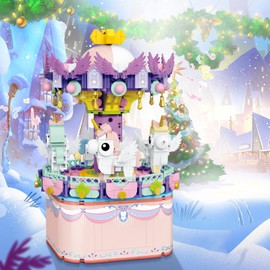 Music Box Building Toys, Rotating Carousel DIY Building Block for Girls and Boys 6 -12 Years Old, 874 pcs, STEM Construction Toy Christmas and Birthday Gifts for Adults and Aged 8 9 10 11 12 Kids