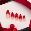 MERVF Almond Press on Nails Medium Fake Nails Red 3D