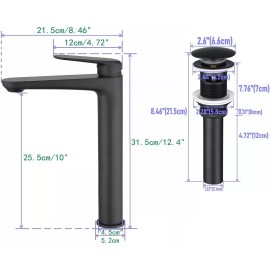 Leekayer Bathroom Faucet with Pop Up Drain Single Handle Lavatory Vessel Sink Faucet