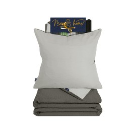 Marie´s Home Seersucker Bed Linen 135 x 200 cm Cooling Bed Linen 135 x 200 cm 2-Piece Set - Grey Bed Linen - Duvet Cover + 1 Pillowcase 80 x 80 cm - Summer Bed Linen 1616.2356, 135 x 200 cm,