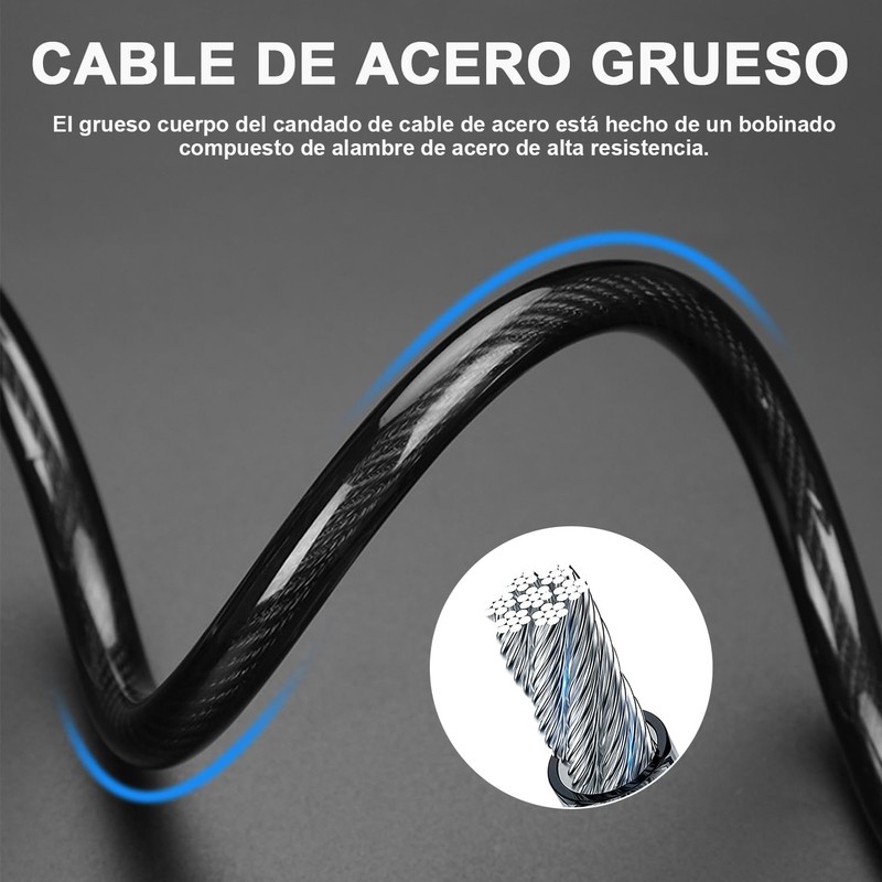 Candado para Bicicleta, Candado de Bicicleta con Combinación,120 cm con