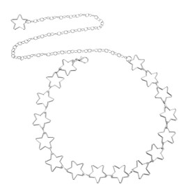 DOPENSPI Star Waist Chain Belt for Women, Silver Star Chain Belt with Long Tassel Adjustable Trendy Y2k Accessories Fashion Punk Body Chains Jewelry For Jeans Dresses Skirt Women Ladies