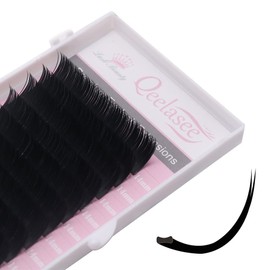 Qeelasee Ellipse Eyelash Extension 0.20mm D Curl 13mm Flat Eyelashes False Mink Individual Eyelash Extension Professional Salon Use