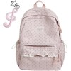 Polka Dot Backpack, Y2K Lace Aesthetic Canvas Daypack with Bow