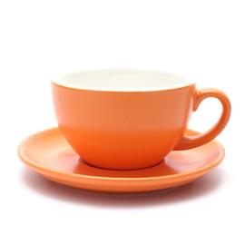 Coffeezone Americano Cup and Saucer Latte Art & Cappuccino for Barista (Matte Orange, 8.5 oz)