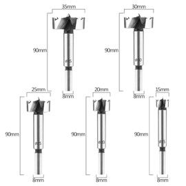 ZAFAYA Bit Set 5Pcs, Forstner Bits for Wood, Wood Drilling with Round Shank, Drill Accessories, Ø15/20/25/30/35mm with Storage Case