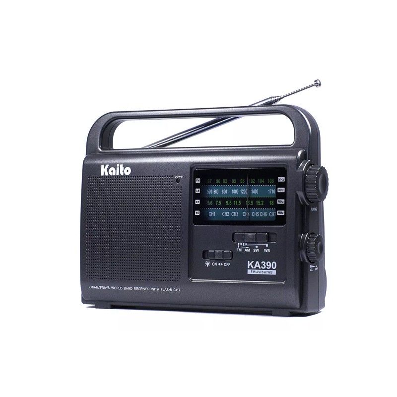 Kaito KA390 Portable AM/FM Shortwave NOAA Weather Radio with LED