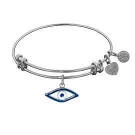 Angelica Collection Non-antique White Stipple Finish Brass with Enamel evil Eye Expandable Bangle