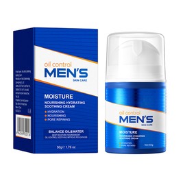 Men's Oil Control Moisturizing Cream, Face Moisturizer Soothing Cream with Sodium Hyaluronate & Rosemary Extract, Men Care Ultra-Hydra Cream Rebalance Oily Skin, Skin Care Routine, 1.76 Fl Oz