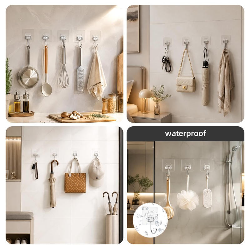 18 Pack Large Adhesive Wall Hooks for Hanging Heavy Duty