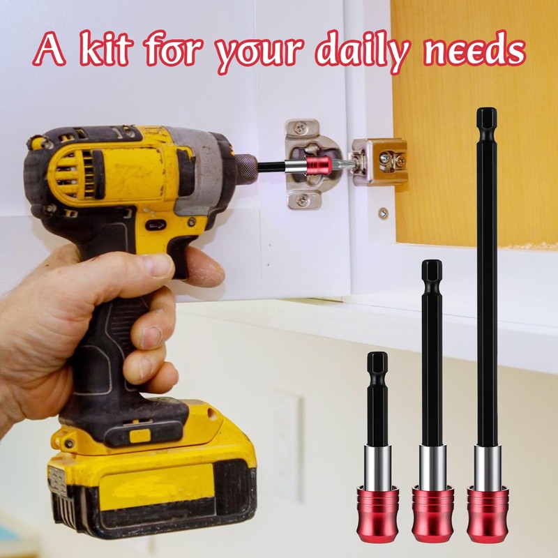PEOVLVN 3 Pcs Drill Bit Extension, 60/100/150mm Long Drill Bit