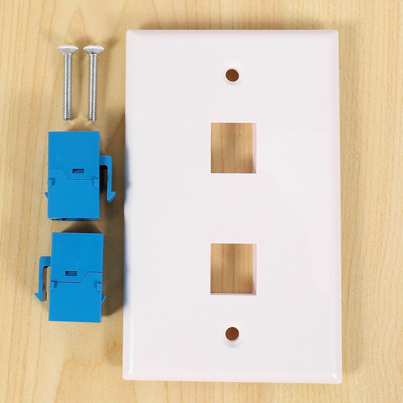 Hepzest 2-Pack 2 Port Ethernet Wall Plate, RJ45 Cat6 Female