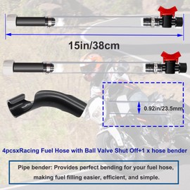 Taiss 4PCS Racing Fuel Hose with Ball Valve Shut Off,Racing Fuel Jug Hose with Hose Bender Kit,Suitable for VP Racing Fuel,Scribner Fuel Jugs, LC2 Jugs Hose Racing Fuel Container Gas Fuel Tank